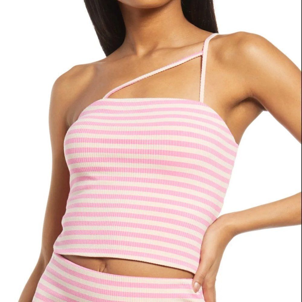 Afrm Saddle One-Shoulder‎ Crop Top, Size X-Small - Pink